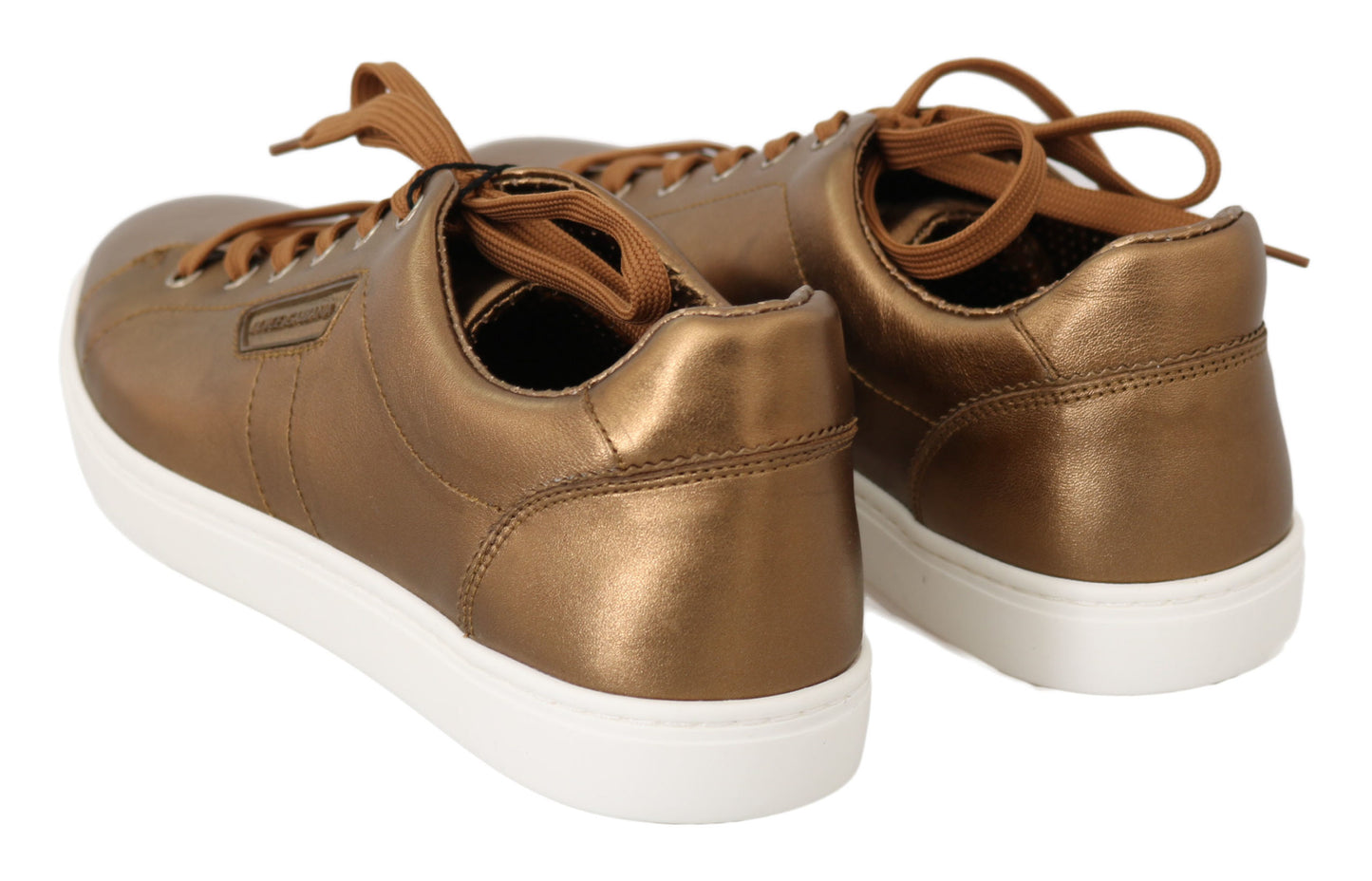 Dolce &amp; Gabbana Gold Metallic Leather Sneakers