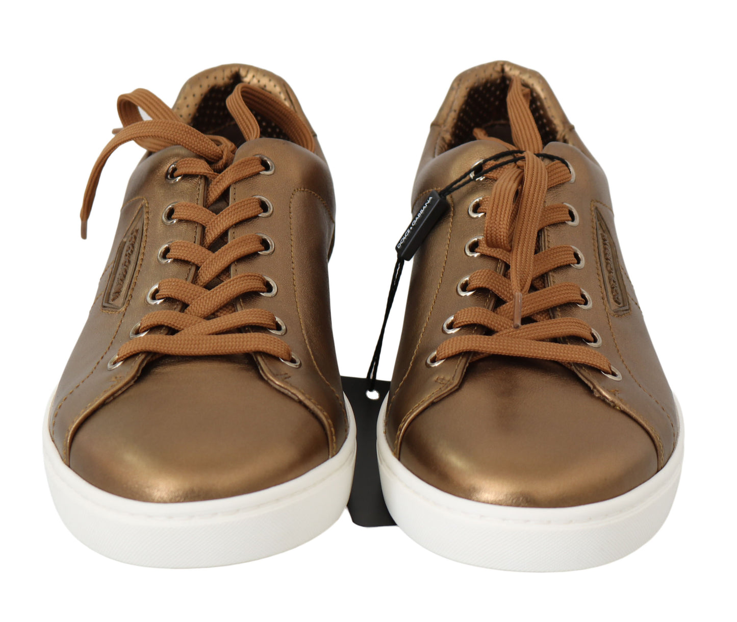 Dolce &amp; Gabbana Gold Metallic Leather Sneakers