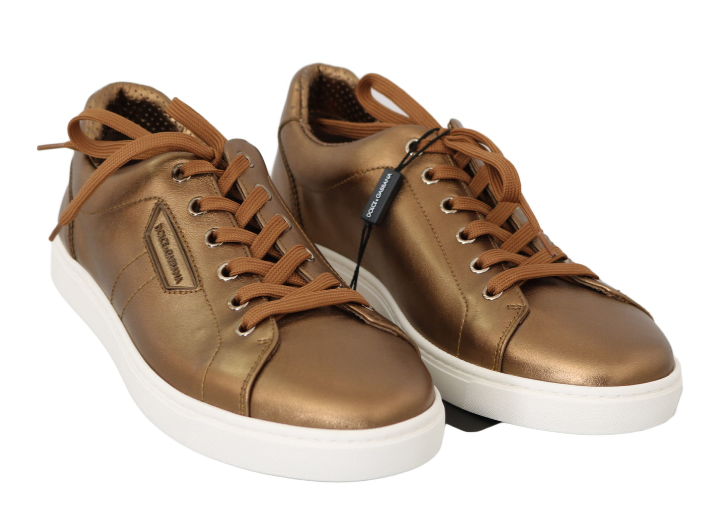 Dolce &amp; Gabbana Gold Metallic Leather Sneakers