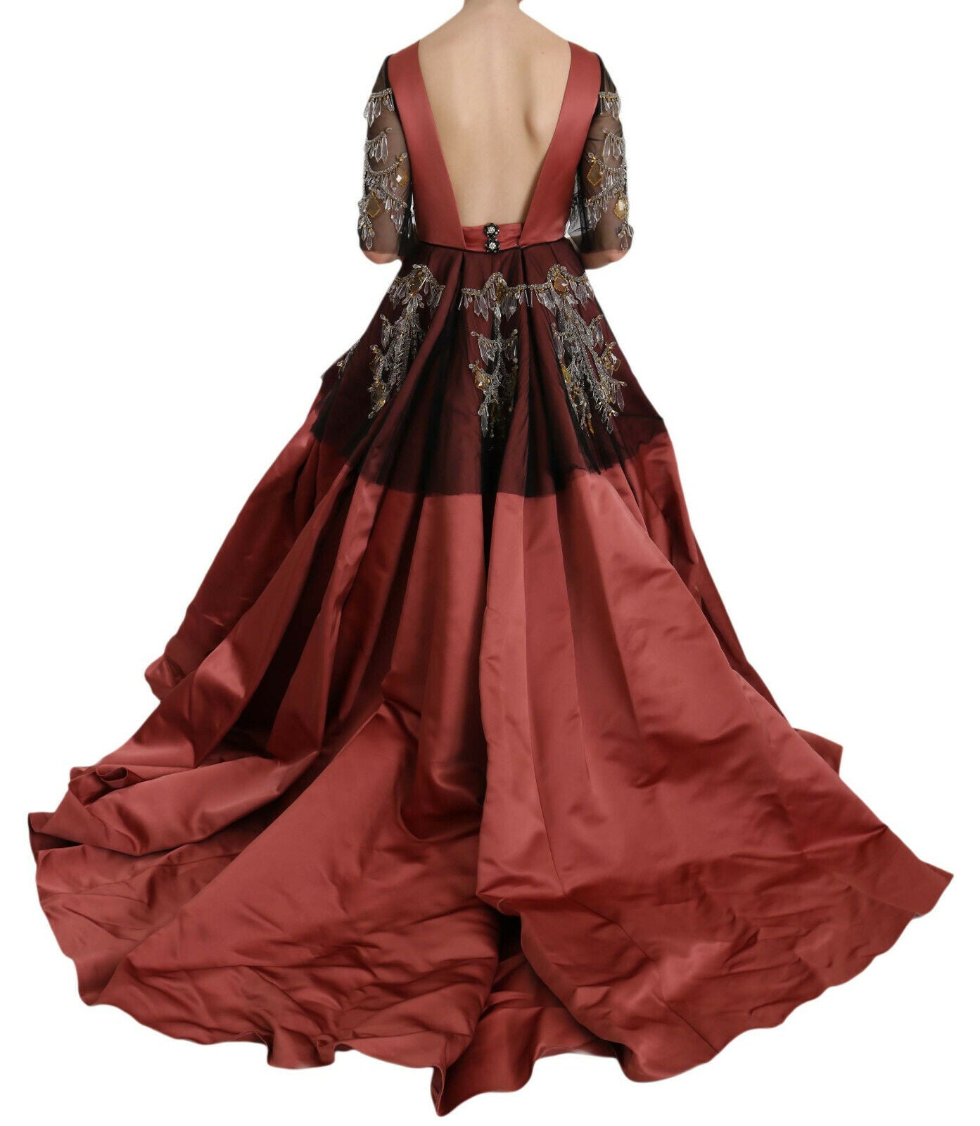 Dolce & Gabbana Elegantes kristallverziertes Seidenkleid