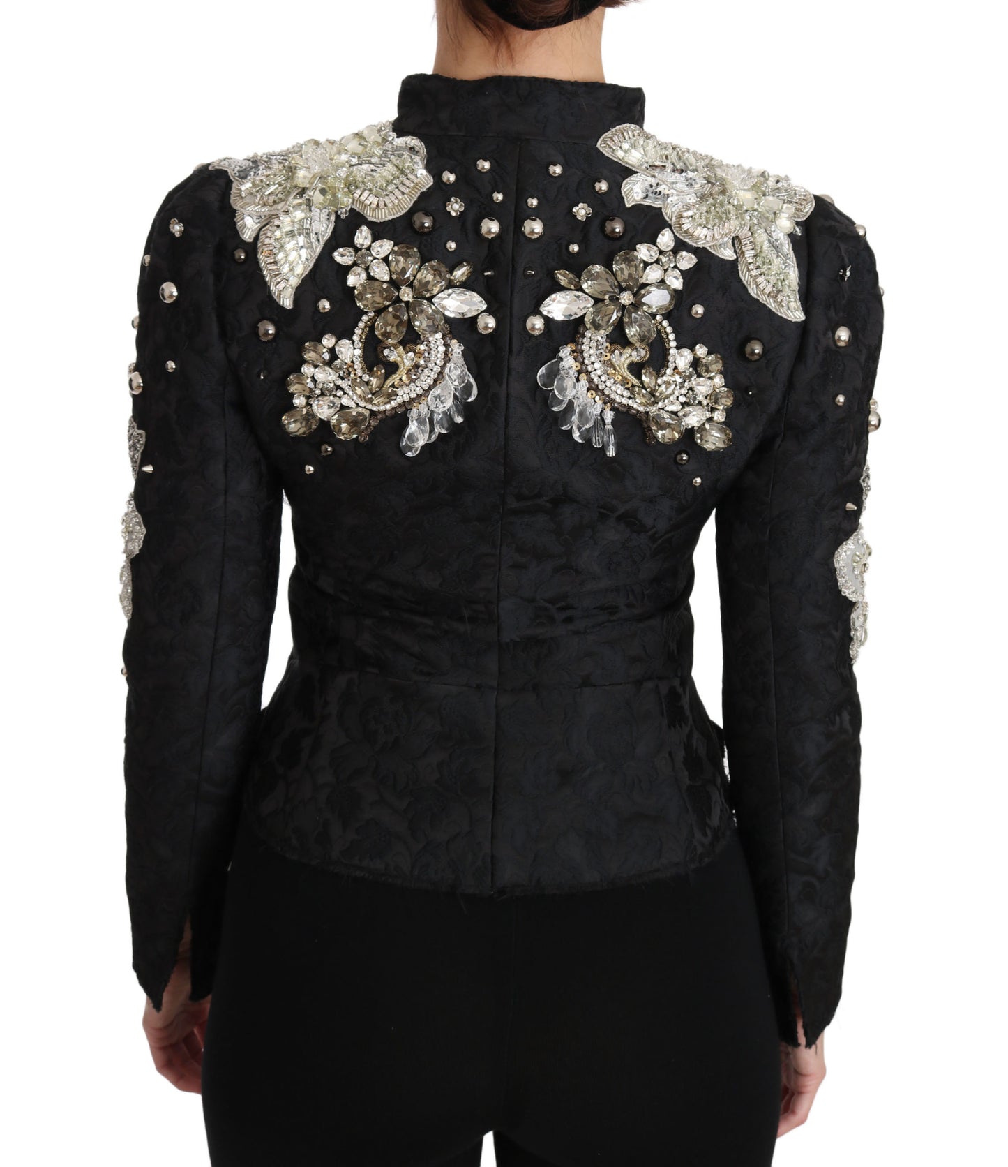 Dolce &amp; Gabbana Elegant Black Silver Baroque Jacket