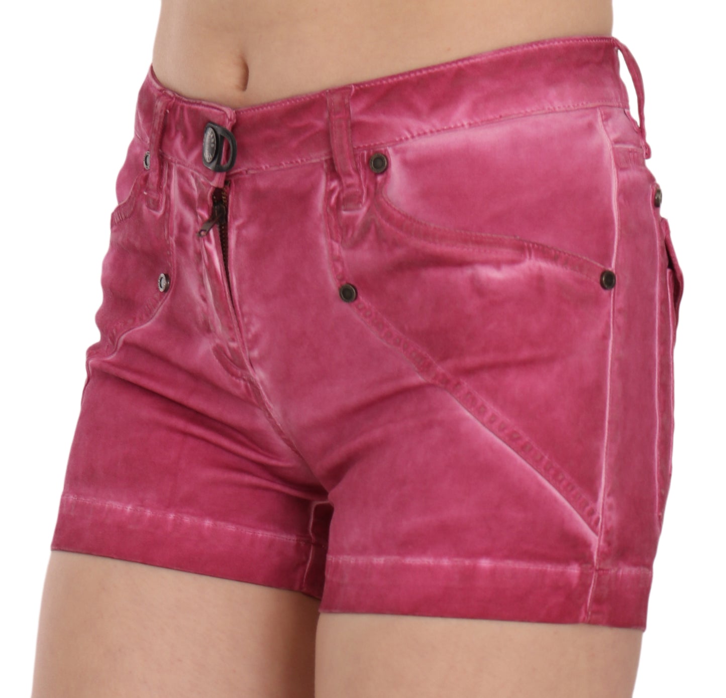 PLEIN SUD Schicke rosa gewaschene Denim-Shorts