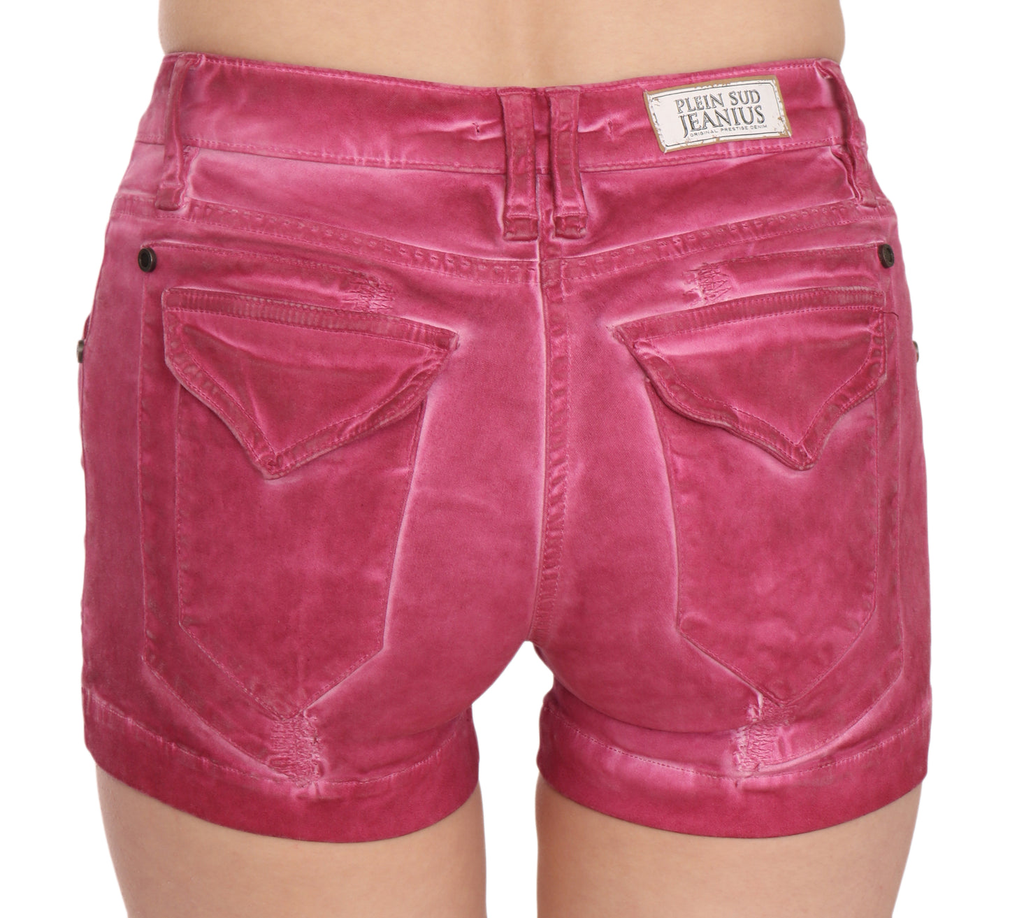 PLEIN SUD Schicke rosa gewaschene Denim-Shorts