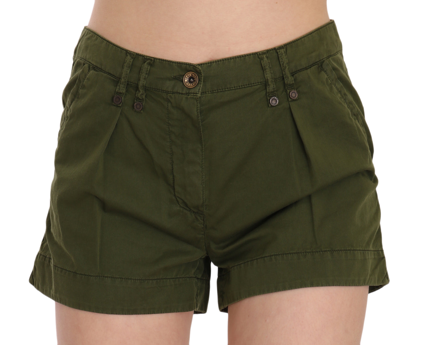 PLEIN SUD Smaragdgrüne Shorts aus Baumwolle mit mittlerer Taille