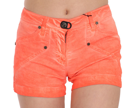 PLEIN SUD Schicke orangefarbene Mini-Shorts mit mittlerer Taille