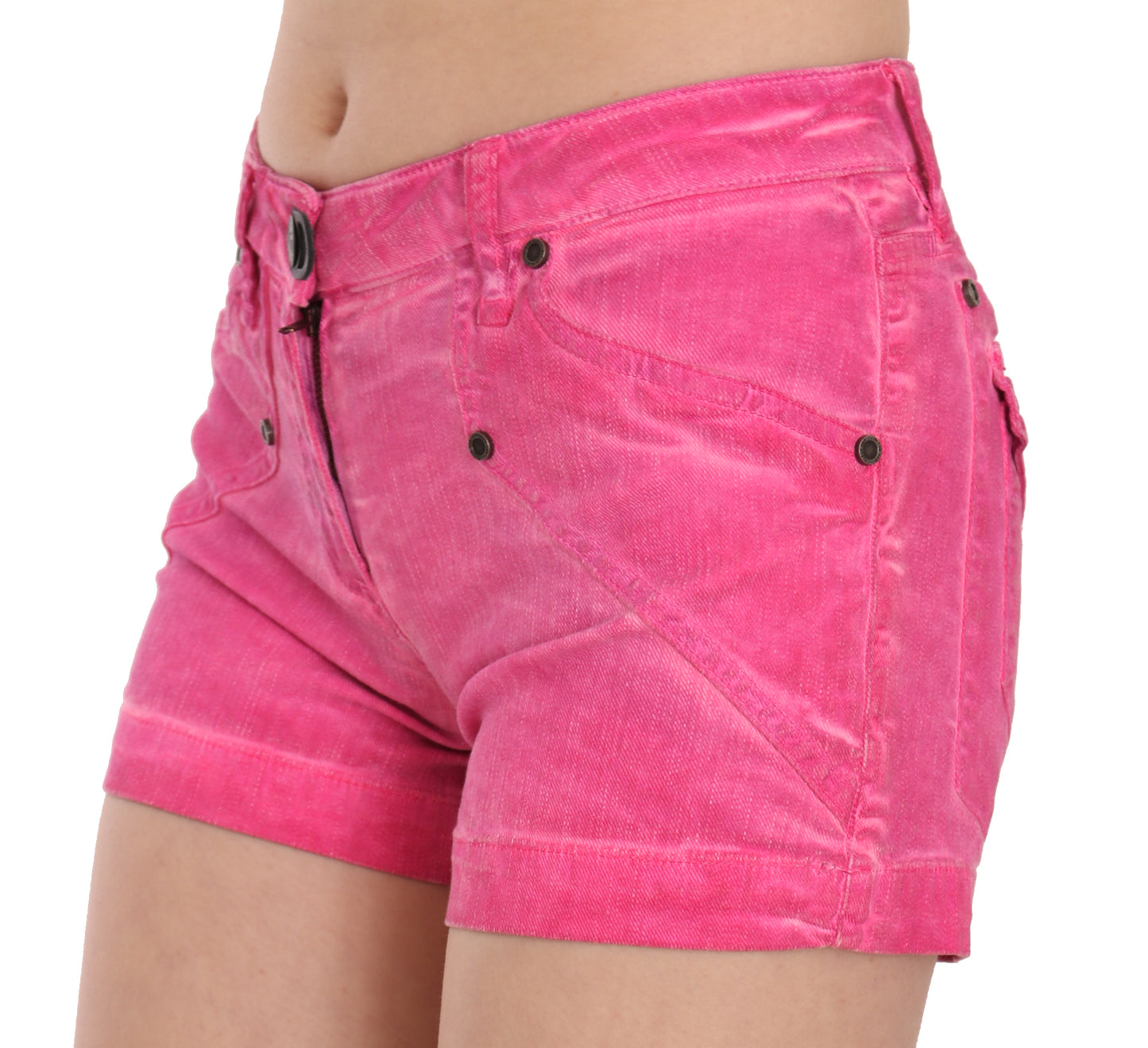 PLEIN SUD Schicke rosa Mini-Shorts mit mittlerer Taille