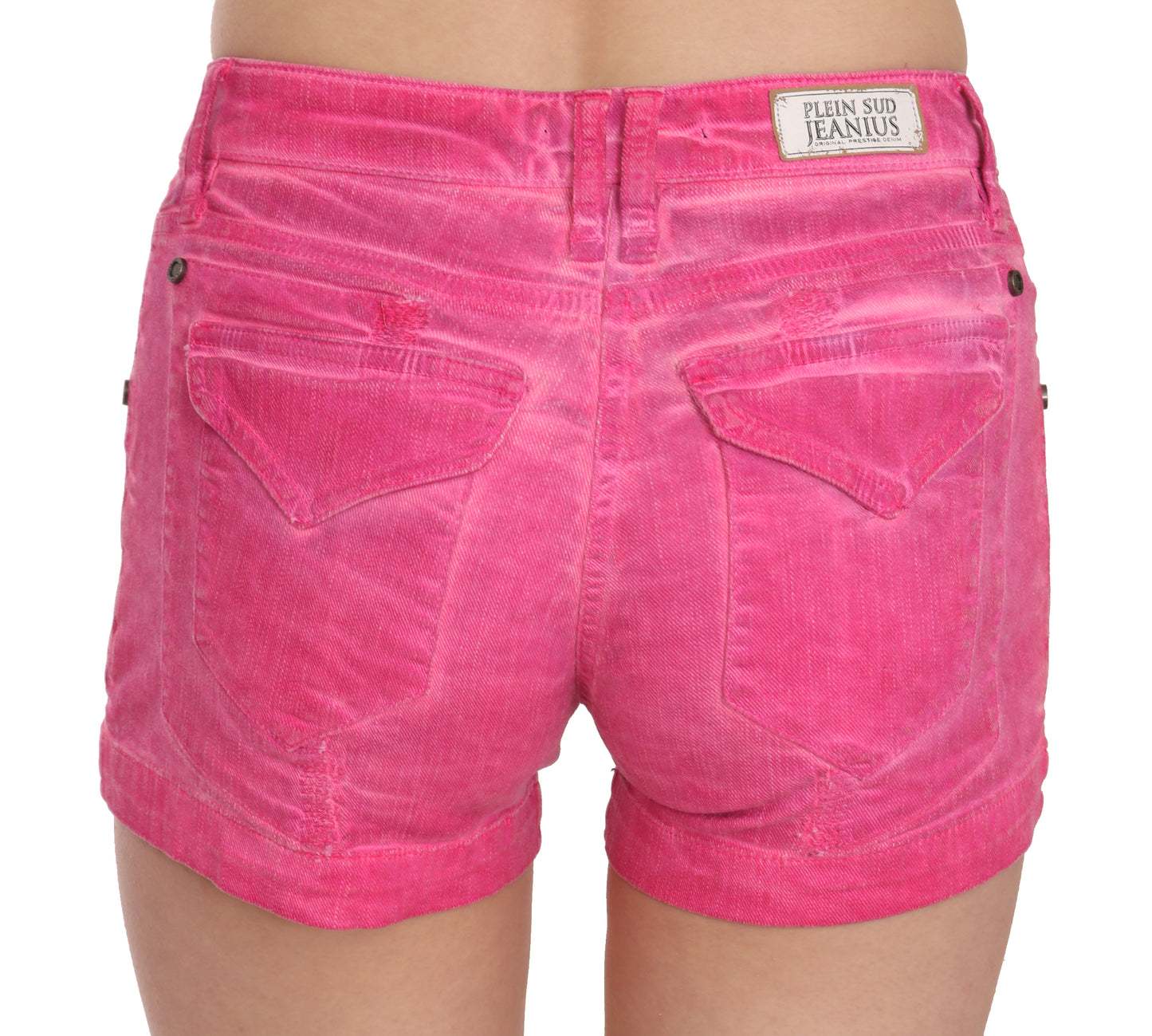 PLEIN SUD Schicke rosa Mini-Shorts mit mittlerer Taille