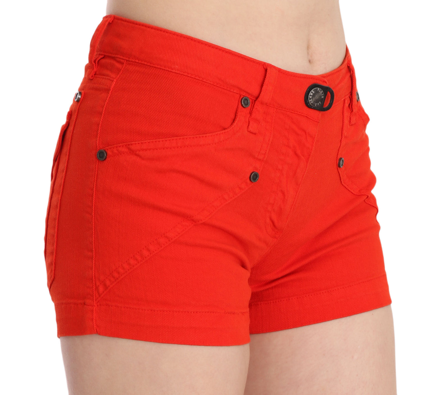 PLEIN SUD Chic mid-waist mini shorts in bright orange