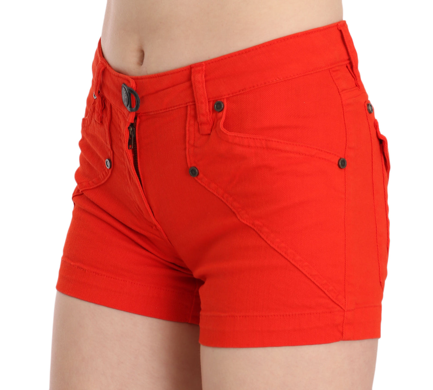 PLEIN SUD Chic mid-waist mini shorts in bright orange