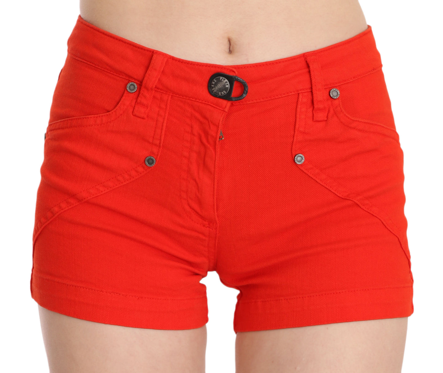 PLEIN SUD Chic mid-waist mini shorts in bright orange