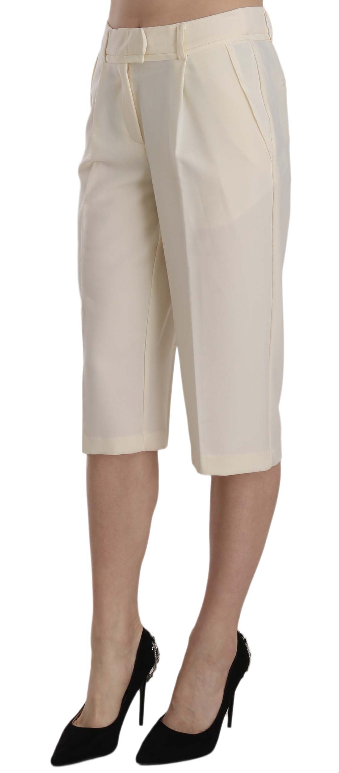 Silvian Heach Elegante Straight Cropped Pants in Creme