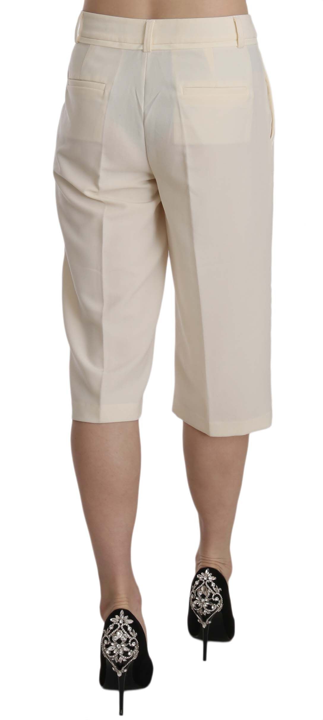 Silvian Heach Elegante Straight Cropped Pants in Creme