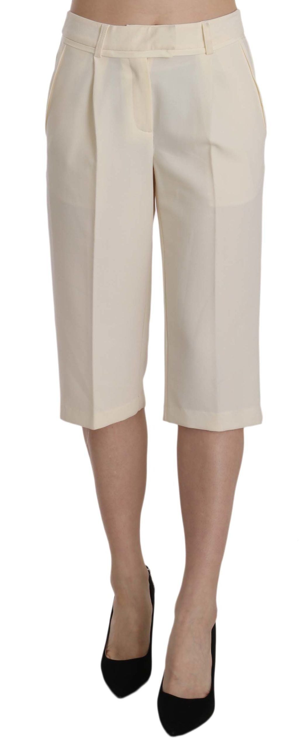 Silvian Heach Elegante Straight Cropped Pants in Creme