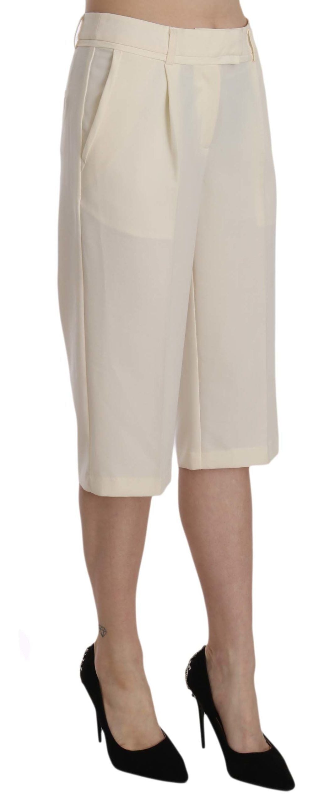 Silvian Heach Elegante Straight Cropped Pants in Creme