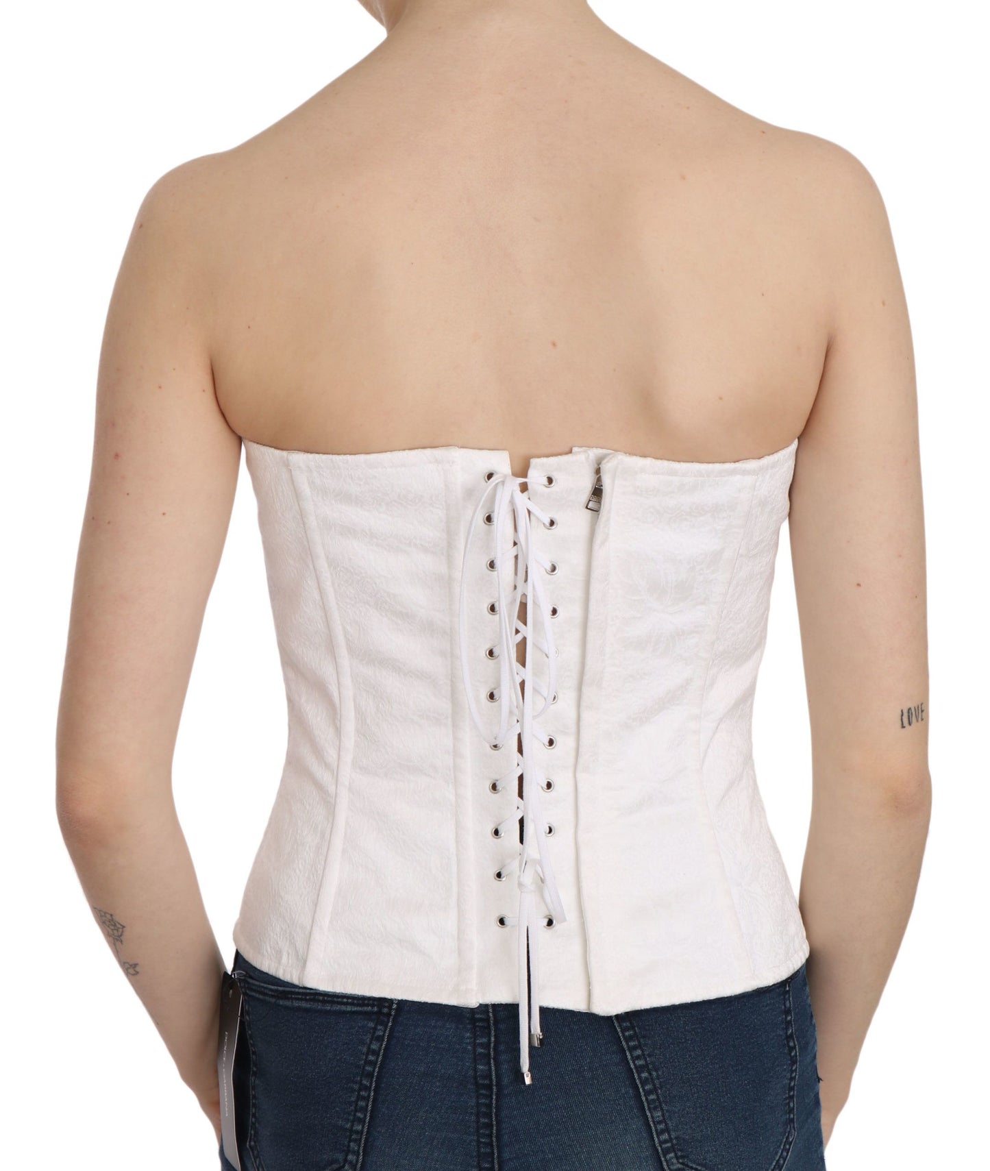 Dolce &amp; Gabbana Elegant white strapless corset top