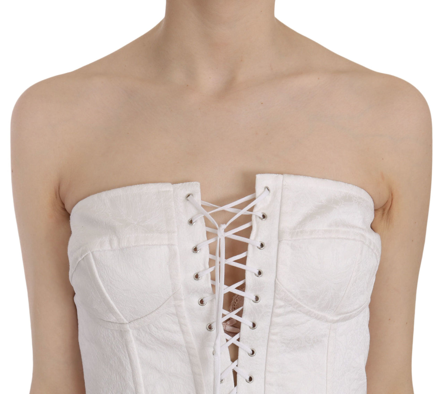 Dolce &amp; Gabbana Elegant white strapless corset top