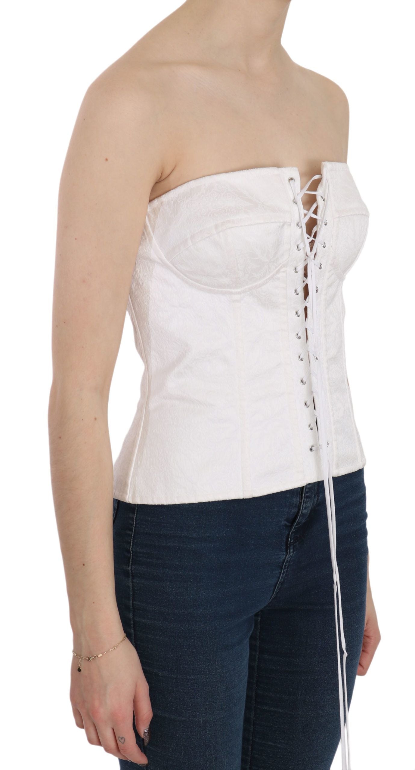 Dolce &amp; Gabbana Elegant white strapless corset top