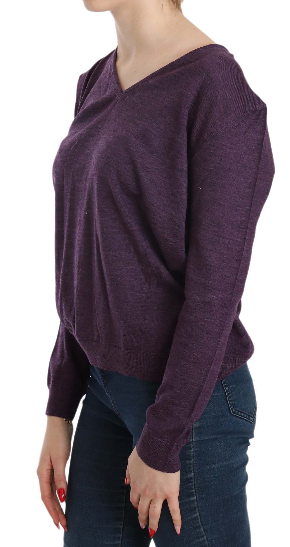 BYBLOS Elegant purple wool blouse with V-neck