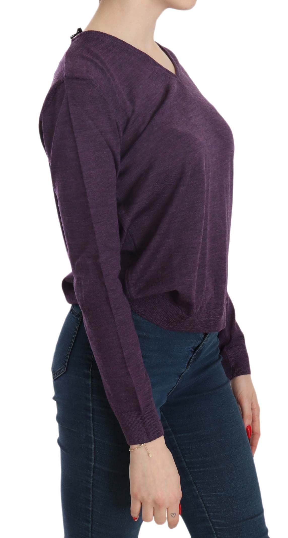 BYBLOS Elegant purple wool blouse with V-neck