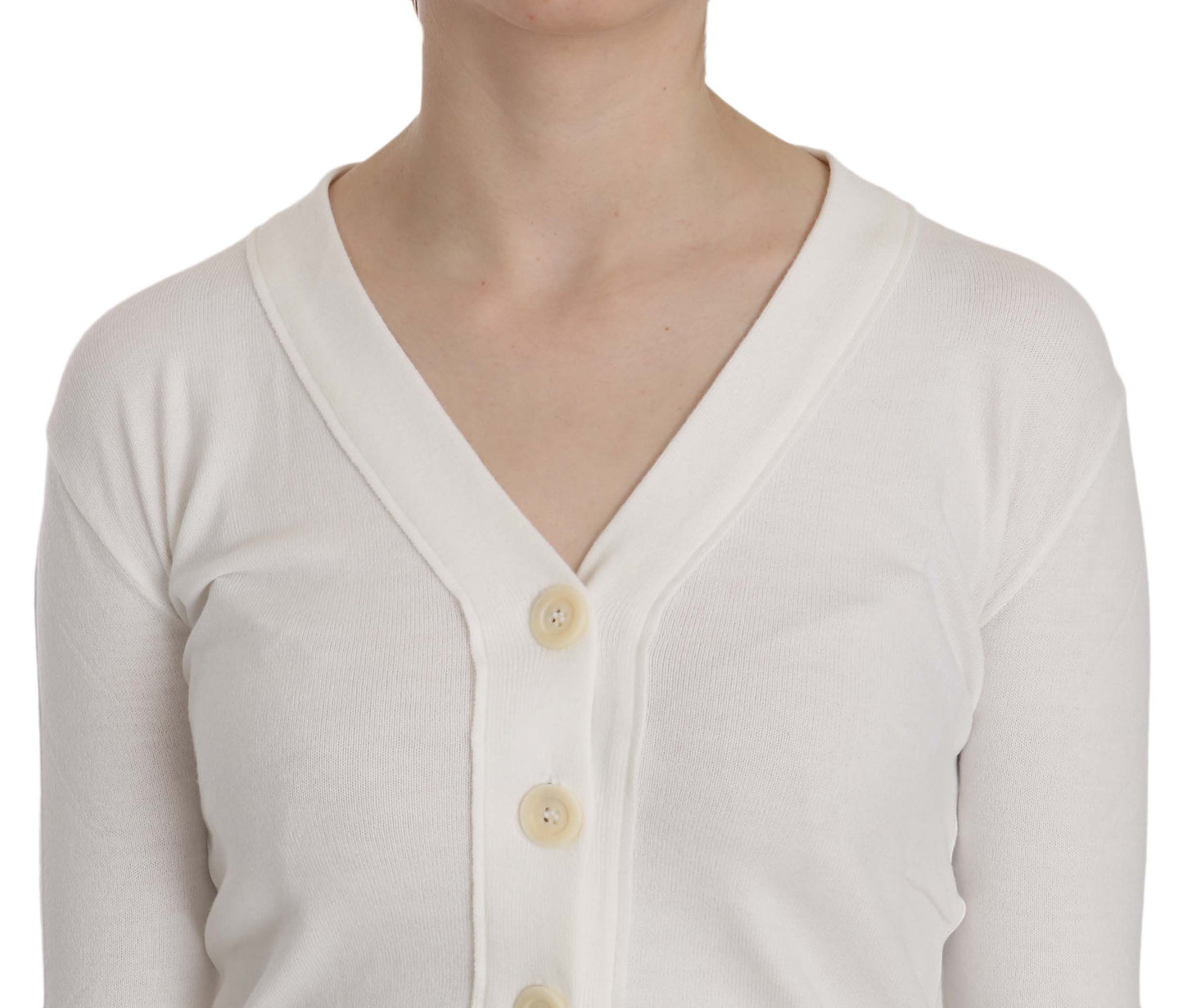 BYBLOS Elegant white cardigan blouse with V-neck