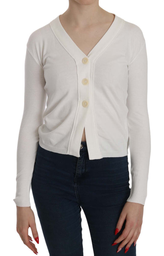 BYBLOS Elegant white cardigan blouse with V-neck