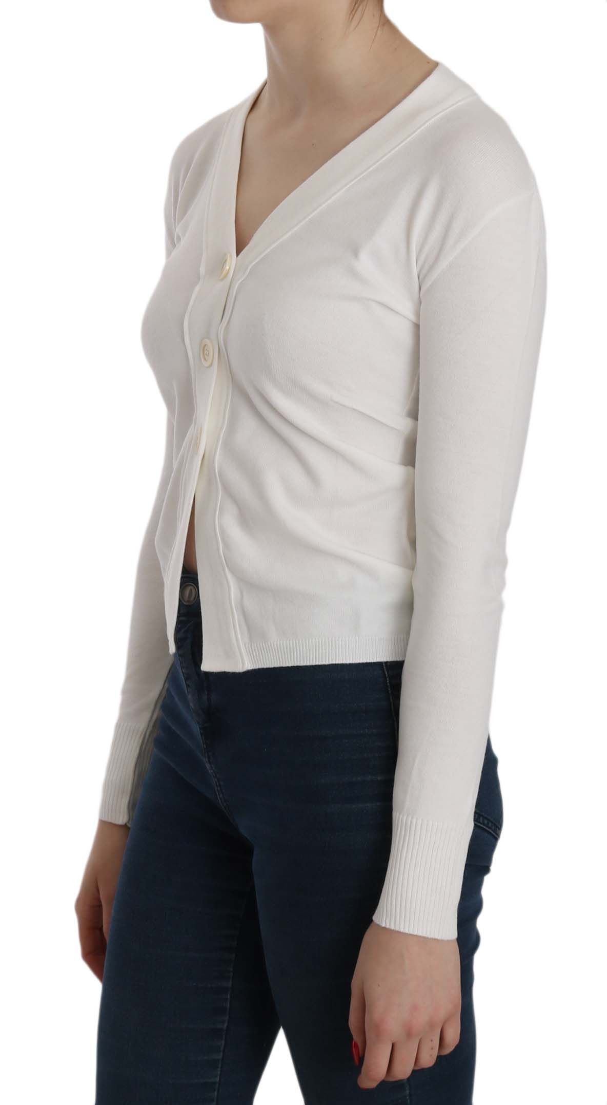 BYBLOS Elegant white cardigan blouse with V-neck