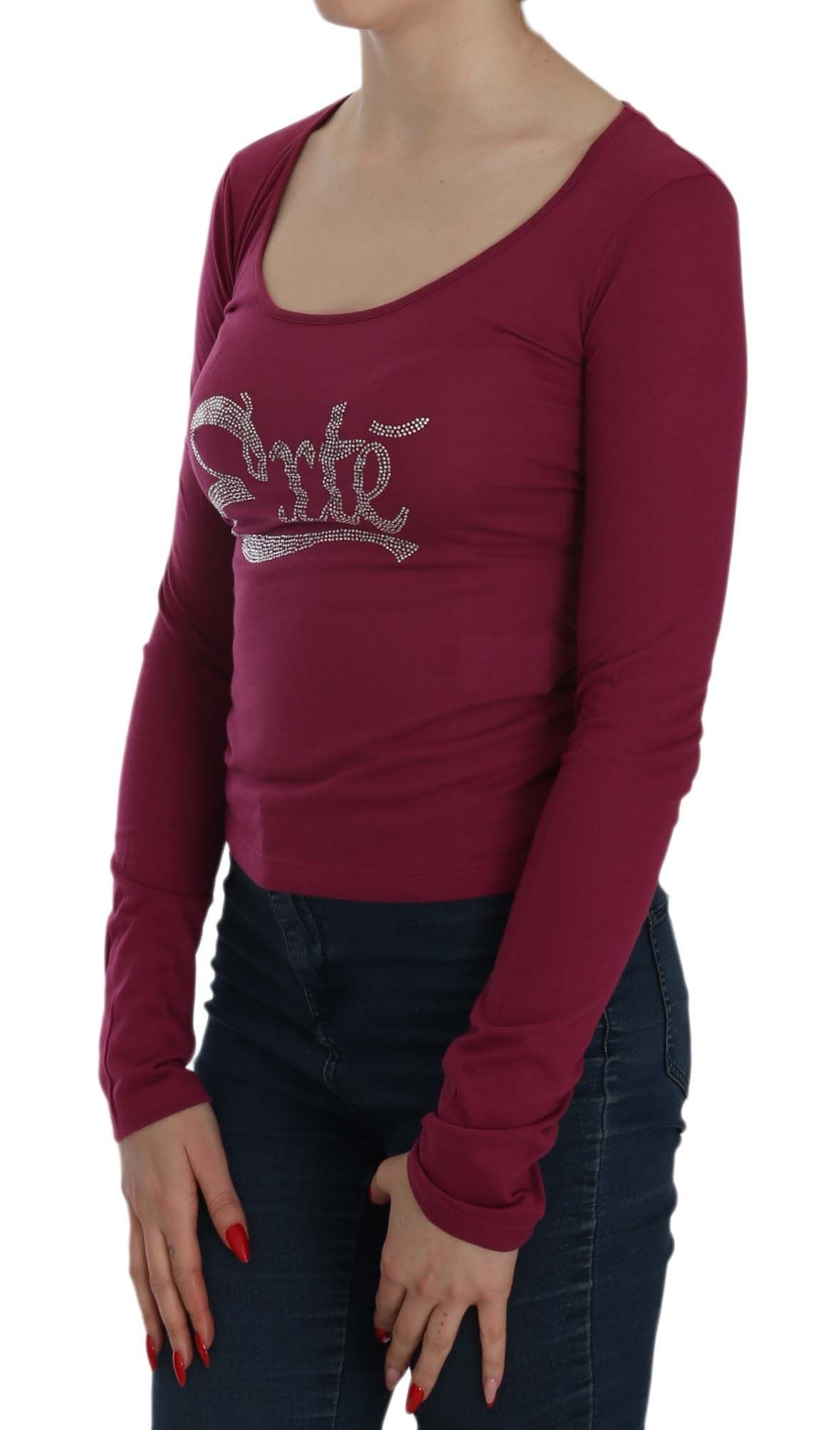 Exte Fuchsia Crystal Embellished Scoop Neck Blouse