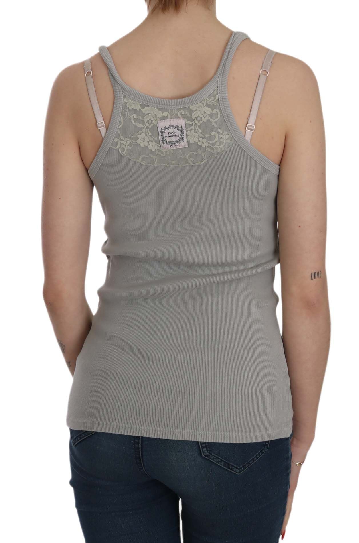 PINK MEMORIES Elegant sleeveless blouse made of grey cotton