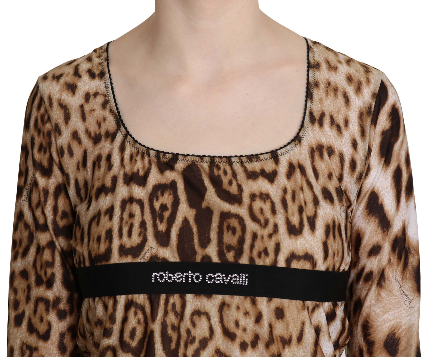 Roberto Cavalli Elegant leopard top with long sleeves