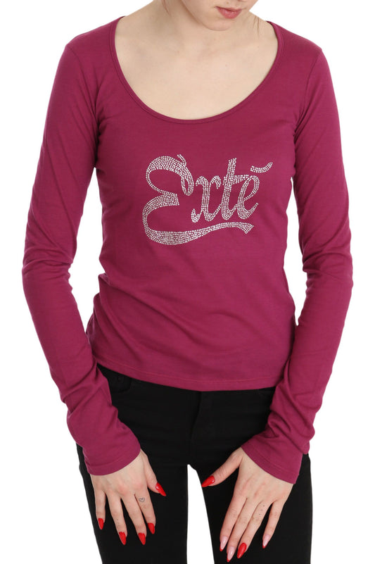 Exte Elegant pink crystal embellished long sleeve top