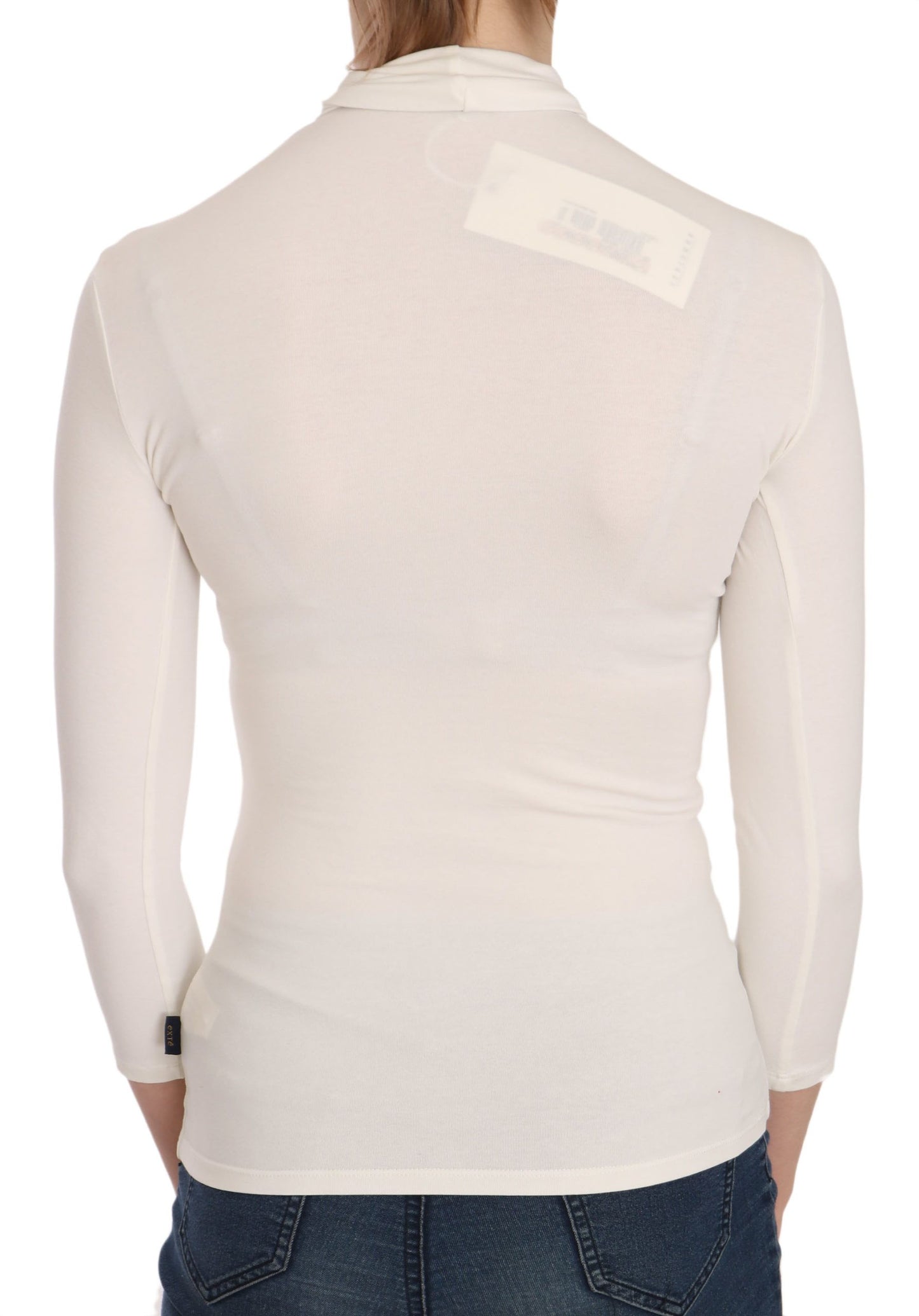 Exte Elegant white long-sleeved top with round neck