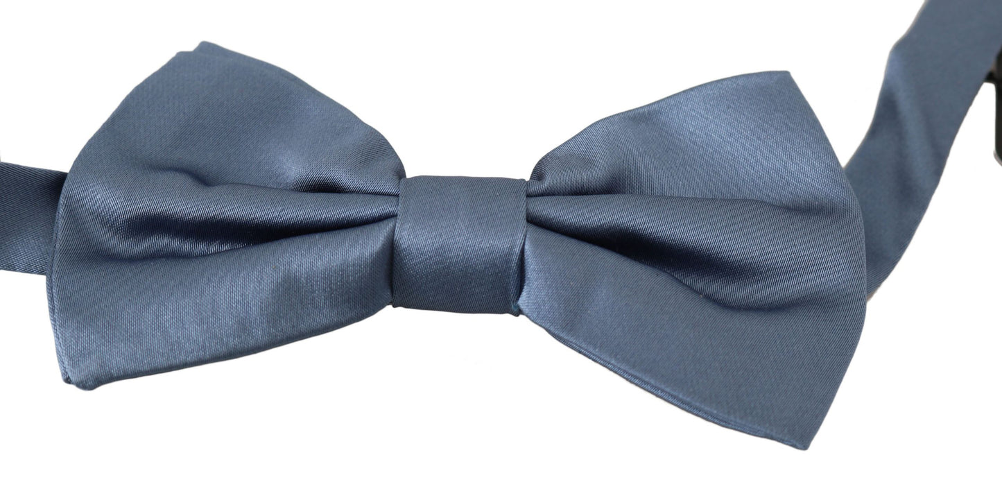 Dolce &amp; Gabbana Elegant Blue Silk Bow Tie