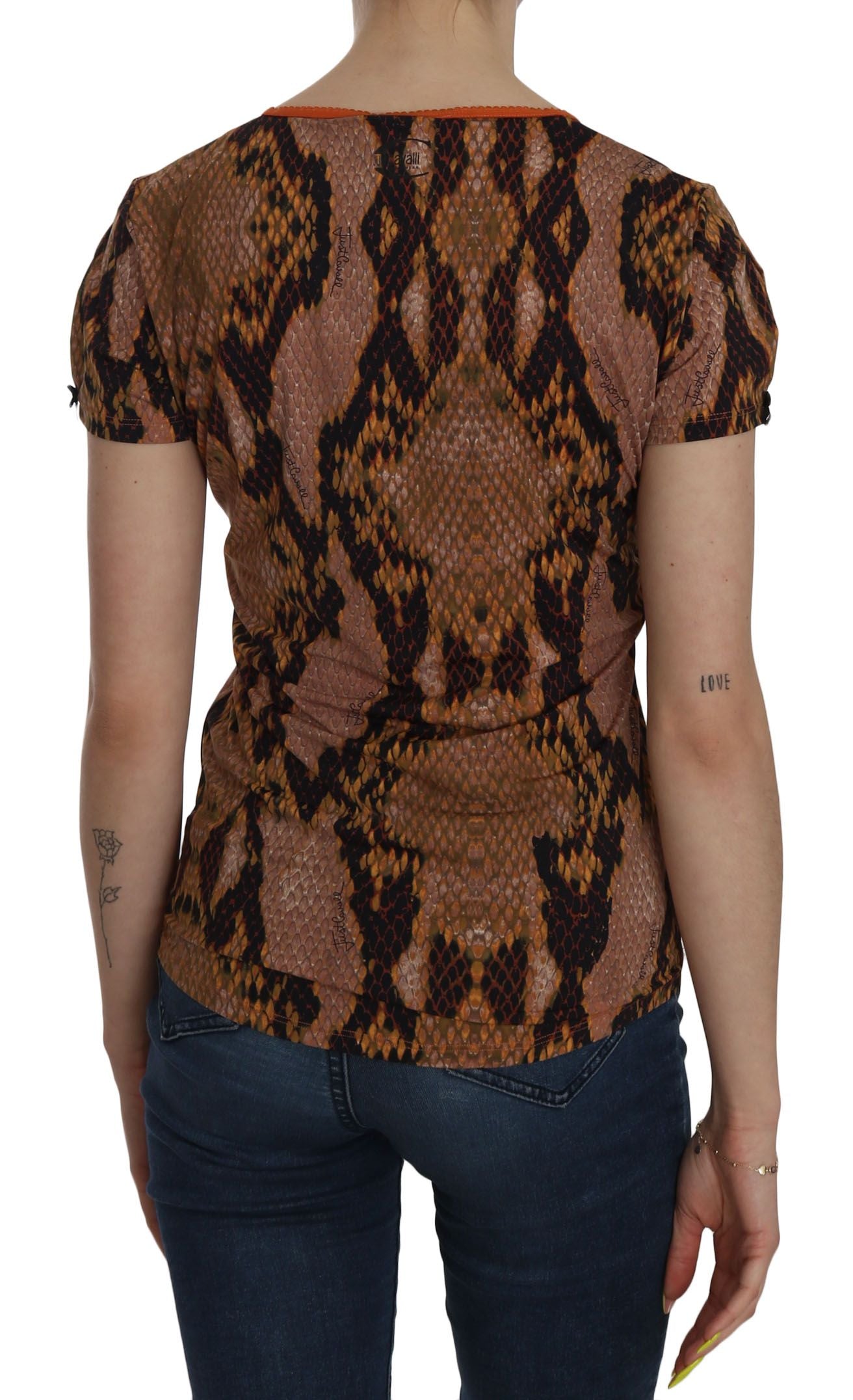 Just Cavalli Seductive brown blouse with snakeskin pattern