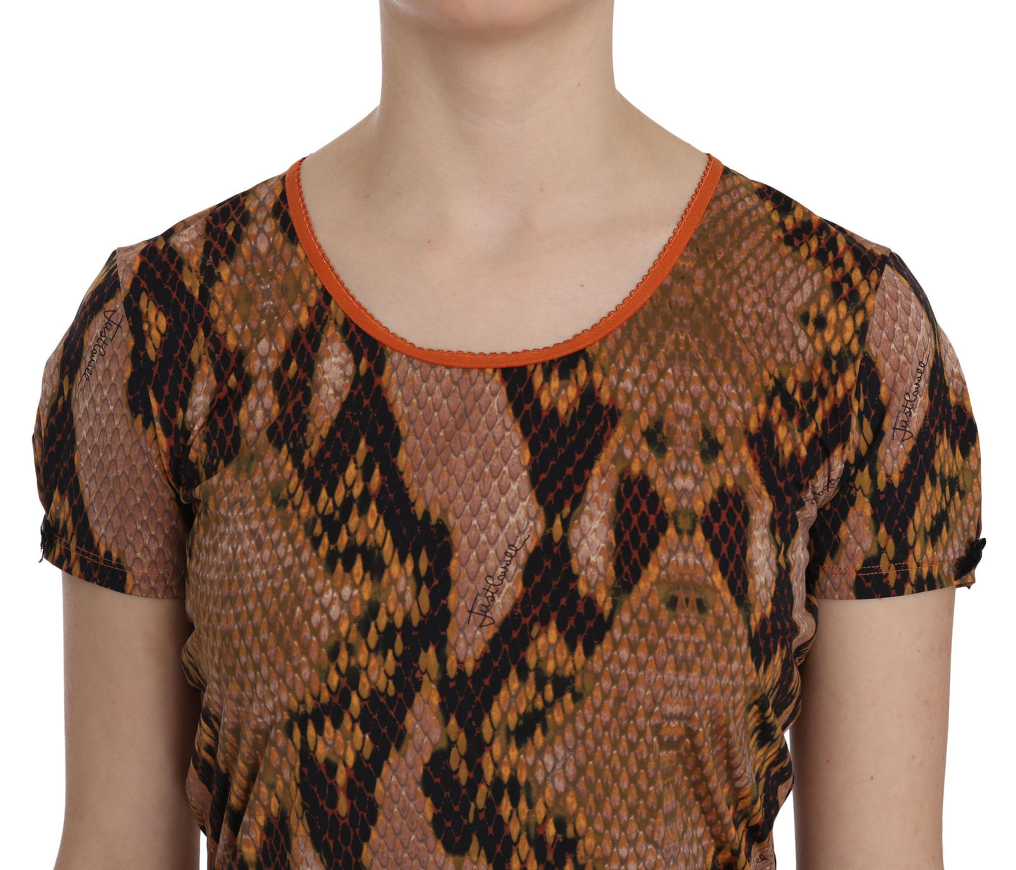 Just Cavalli Seductive brown blouse with snakeskin pattern