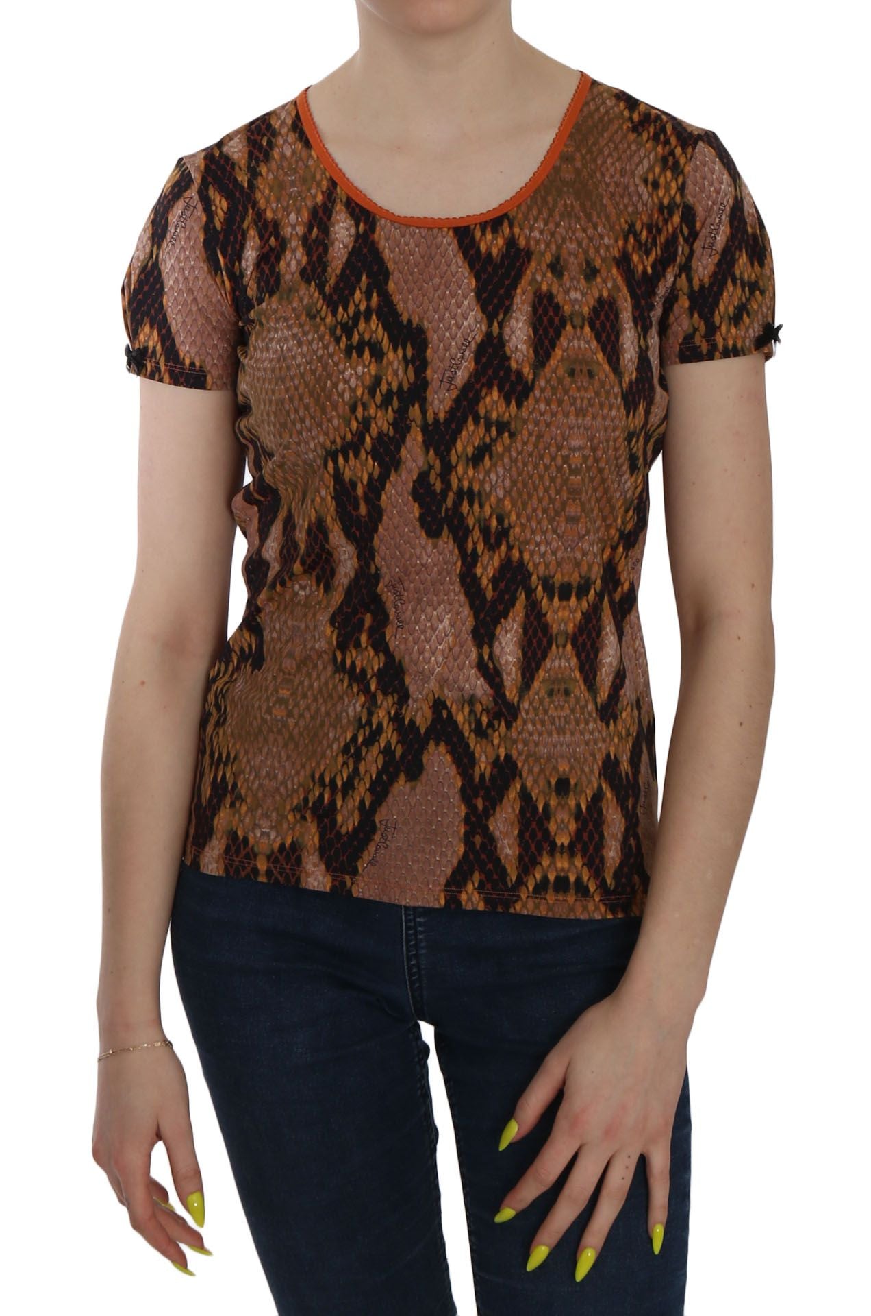 Just Cavalli Seductive brown blouse with snakeskin pattern