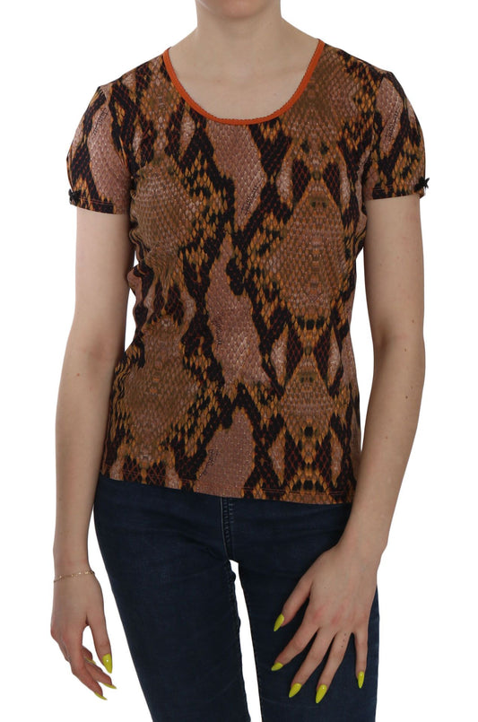 Just Cavalli Seductive brown blouse with snakeskin pattern