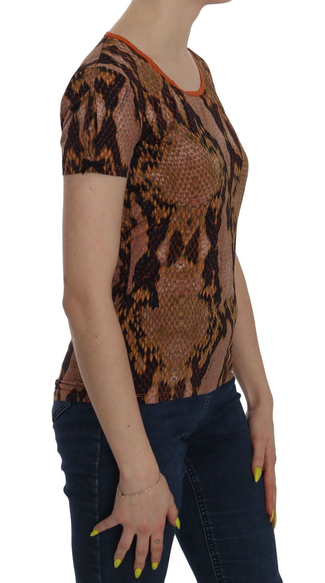 Just Cavalli Seductive brown blouse with snakeskin pattern