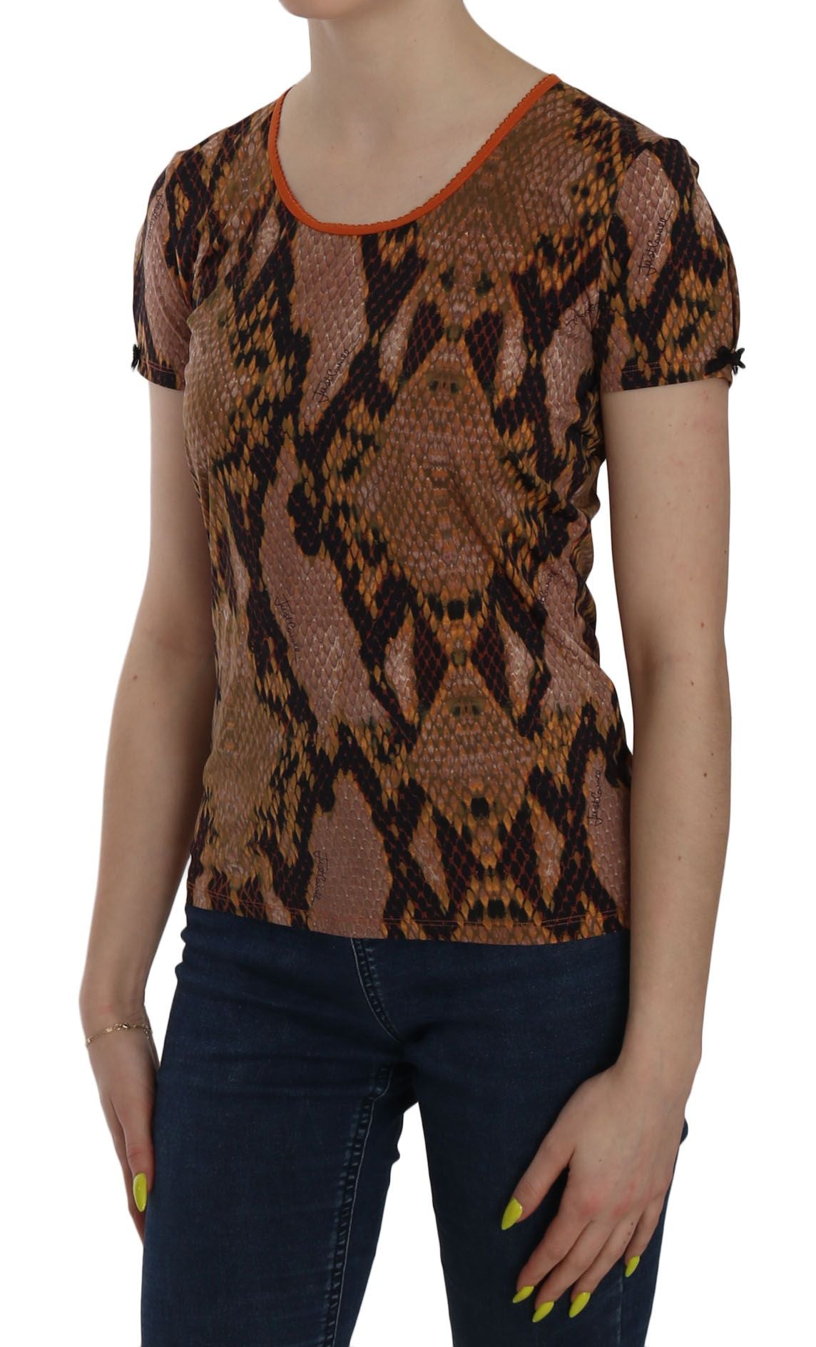 Just Cavalli Seductive brown blouse with snakeskin pattern