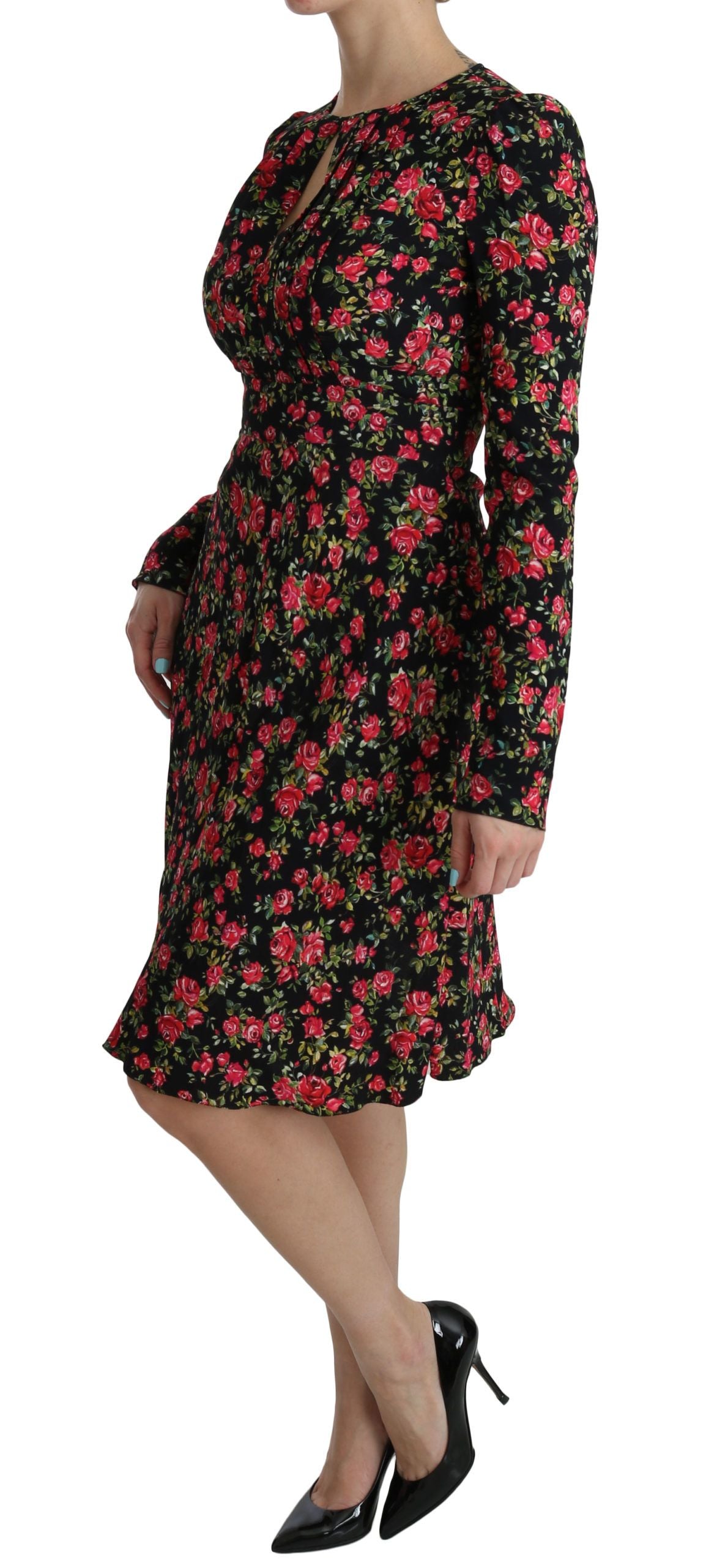 Dolce & Gabbana Knielanges Kleid mit floraler A-Linie aus Viskose