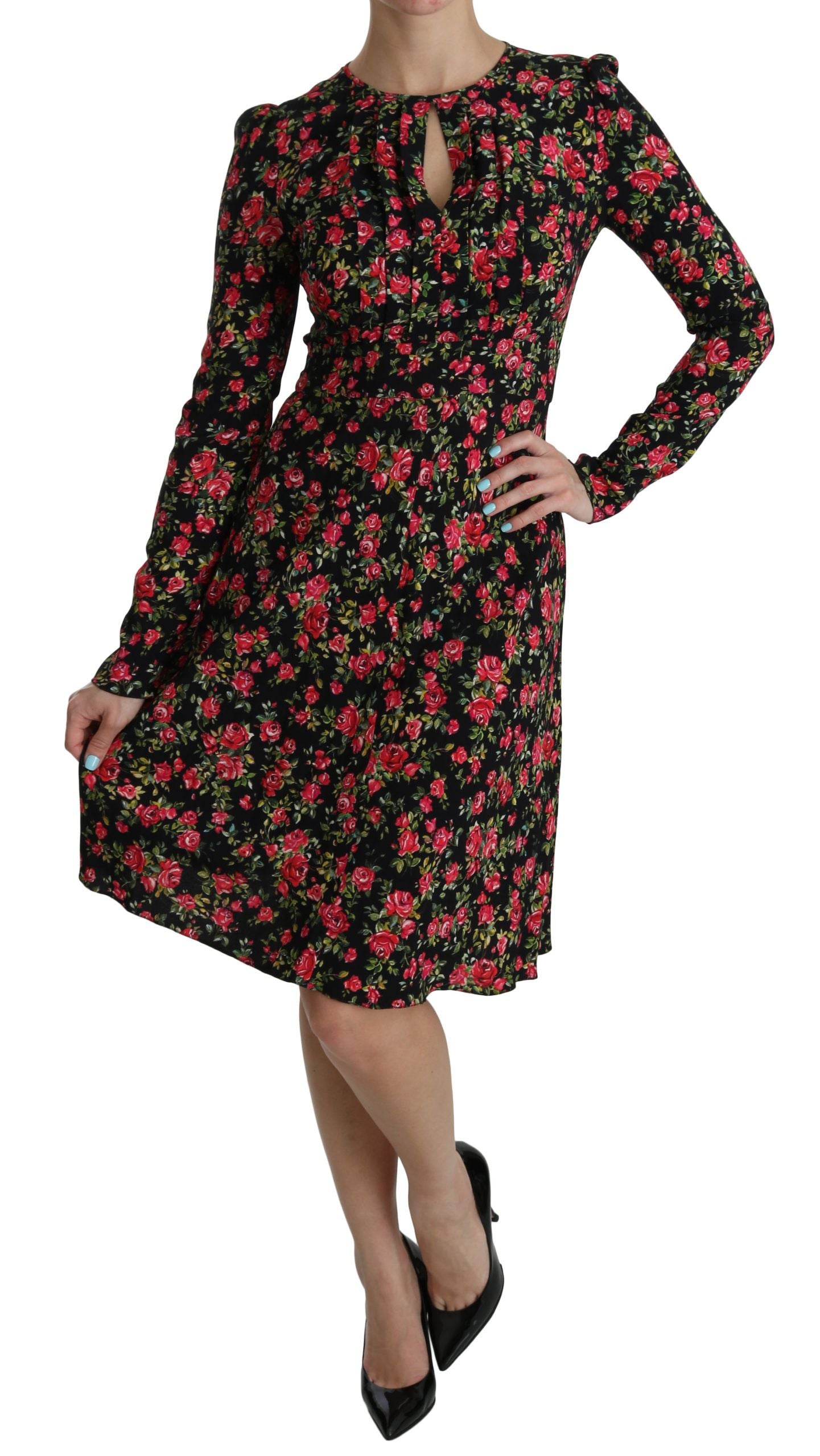 Dolce & Gabbana Knielanges Kleid mit floraler A-Linie aus Viskose