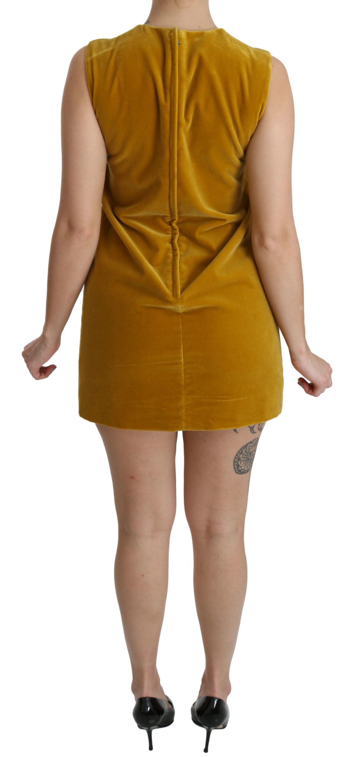 Dolce &amp; Gabbana mustard yellow velvet mini dress