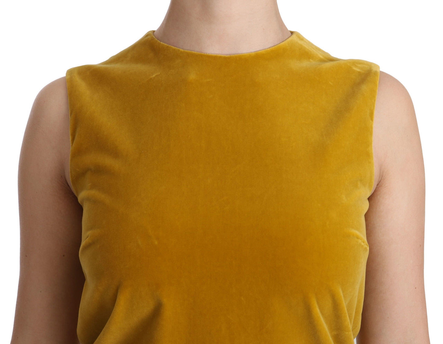 Dolce &amp; Gabbana mustard yellow velvet mini dress