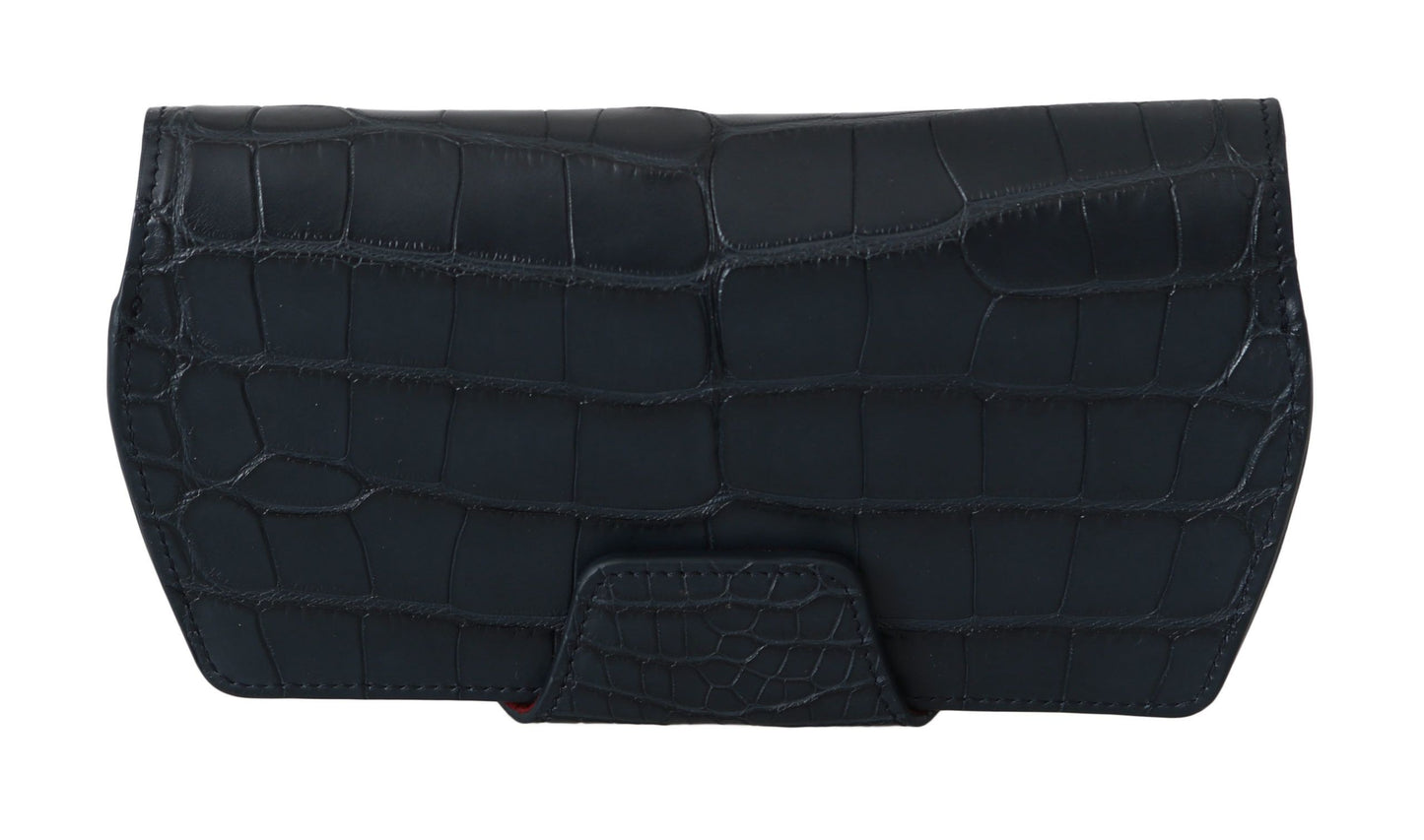 Dolce &amp; Gabbana Elegant glasses case made of blue crocodile leather