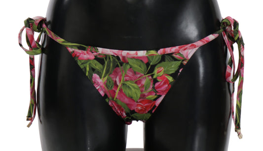 Dolce &amp; Gabbana Elegant Bikini Bottom with Rose Pattern