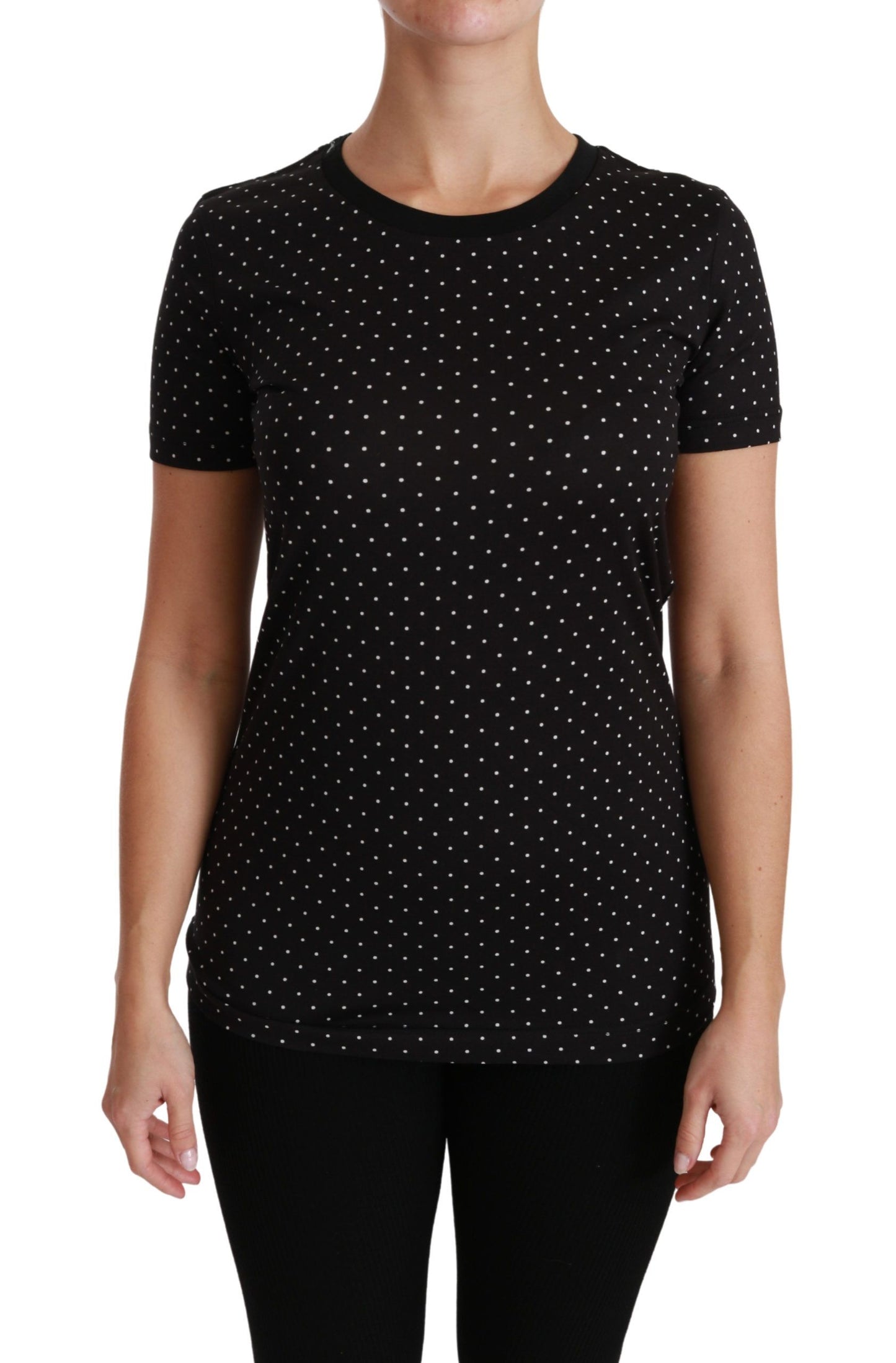 Dolce &amp; Gabbana Chic black polka dot cotton crew neck t-shirt