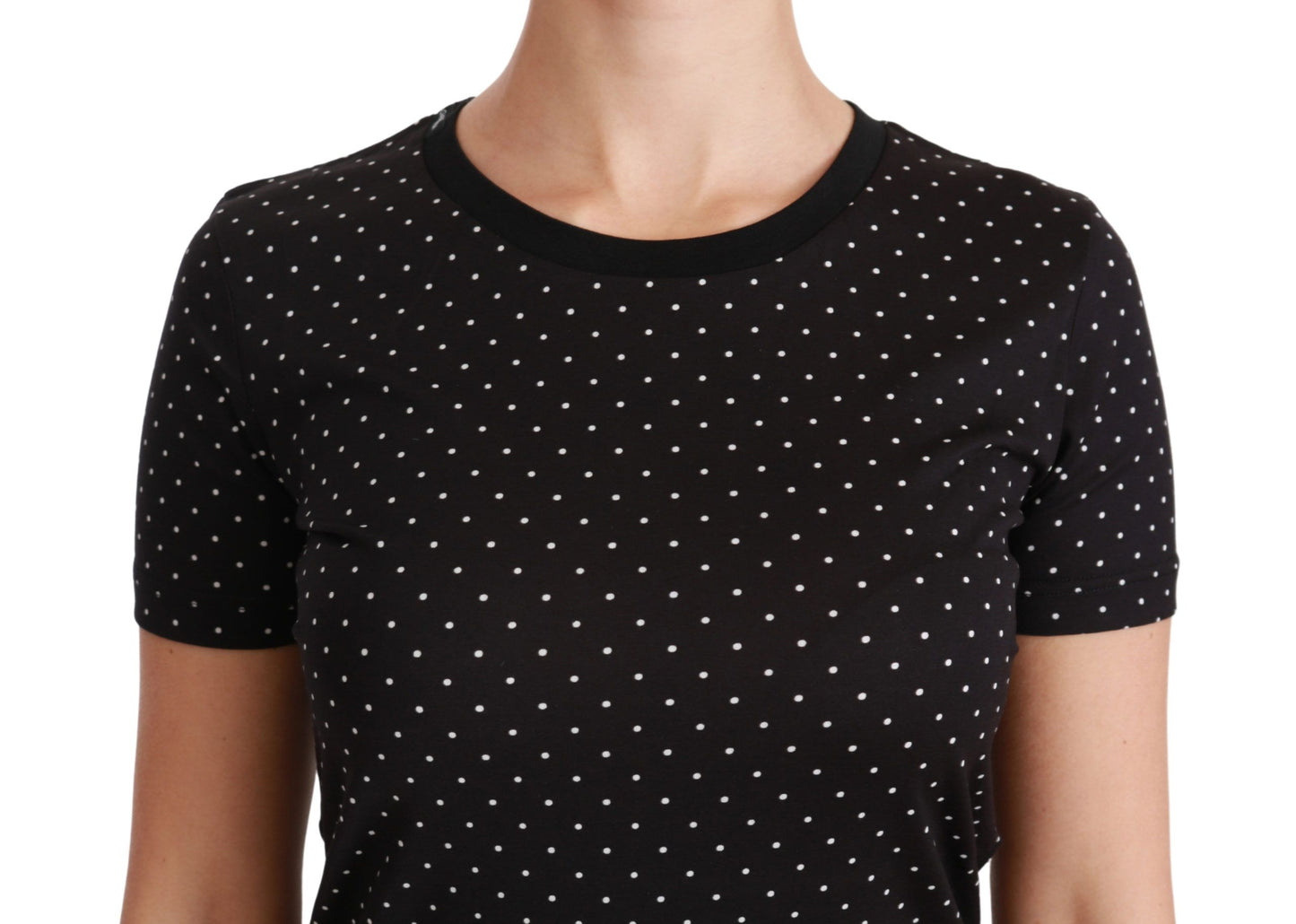 Dolce &amp; Gabbana Chic black polka dot cotton crew neck t-shirt