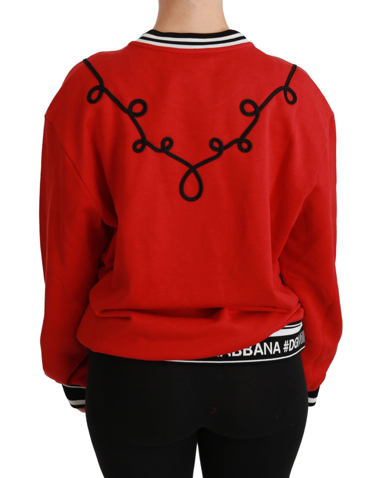 Dolce &amp; Gabbana Bright red crew neck sweater with sequins