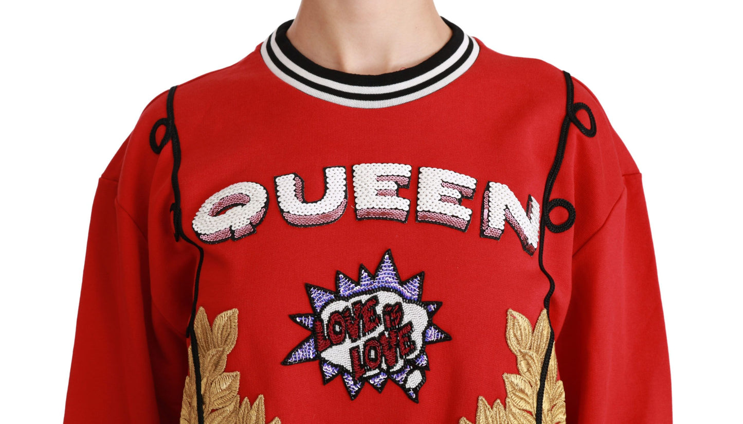 Dolce &amp; Gabbana Bright red crew neck sweater with sequins