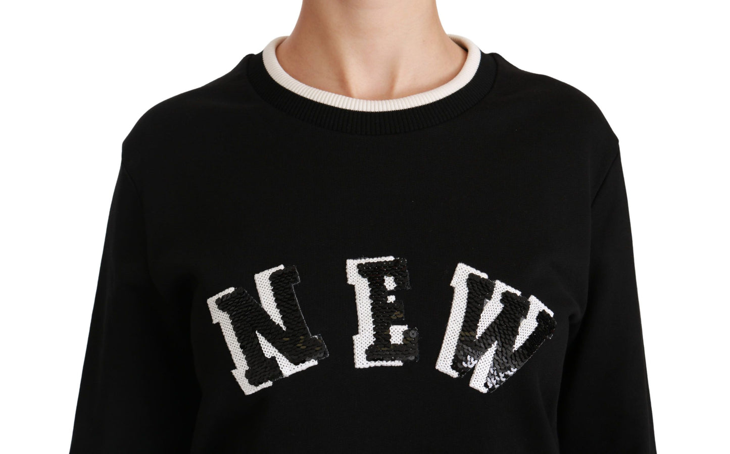 Dolce &amp; Gabbana Chic black cotton sweater with sequins