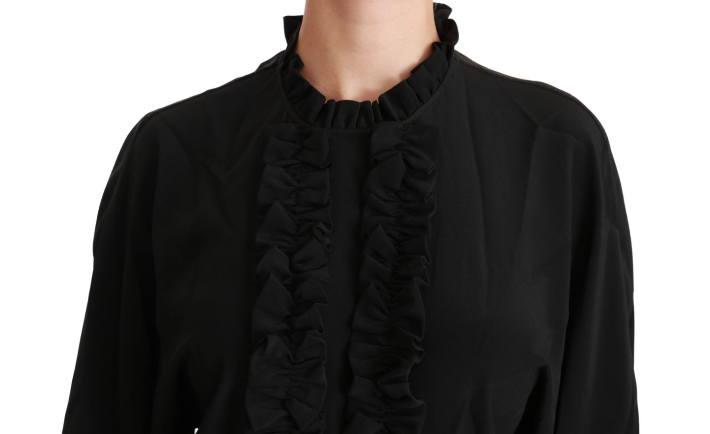 Dolce &amp; Gabbana Elegant black silk blouse with short sleeves